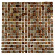 Splashback Tile Metallic Carved Egyptian'S Gold Blend 12 in. x 12 in. x 8 mm Marble and Glass Mosaic Floor and Wall Tile