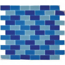 MS International Blue Blend 12 in. x 12 in. x 8 mm Glass Mesh-Mounted Mosaic Tile (10 sq. ft. / case)