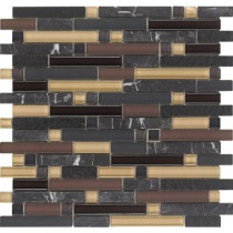 Epoch Architectural Surfaces Varietals Pinot Noir-1655 Stone And Glass Blend Mesh Mounted Floor and Wall Tile - 2 in. x 12 in. Tile Sample
