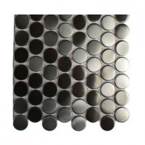 Splashback Tile Metal Silver Stainless Steel 3-5 Penny Round Tiles Tile Sample