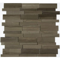 Splashback Tile Dimension 3D Brick Athens Gray Pattern 12 in. x 12 in. x 8 mm Marble Mosaic Floor and Wall Tile