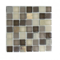 Splashback Tile Tectonic Squares Multicolor Slate and Khaki Blend Glass Floor and Wall Tile - 6 in. x 6 in.Tile Sample