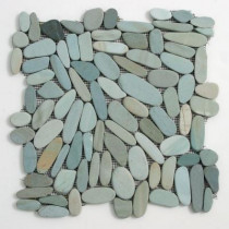 Solistone Kuala Batik Blue 12 in. x 12 in. x 12.7mm Natural Stone Pebble Mesh-Mounted Mosaic Tile (10.sq.ft/Case)