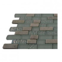 Splashback Tile Emerald Bay Blend Brick Pattern 1/2 in. x 2 in. Marble and Glass Tiles Brick - 6 in. x 6 in. Floor and Wall Tile Sample