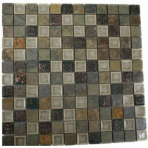 Splashback Tile Roman Selection Emperial Slate With Deco 12 in. x 12 in. x 8 mm Glass Floor and Wall Tile