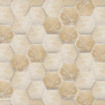 Jeffrey Court Gold Travertine Hex 12 in. x 12 in. x 8 mm Mosaic Wall Tile