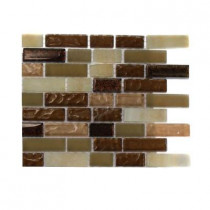 Splashback Tile Southern Comfort Brick Pattern 1/2 in. x 2 in. Marble and Glass Tile - 6 in. x 6 in. Tile Sample