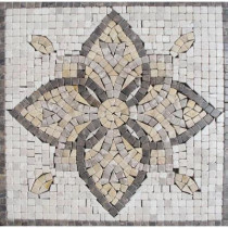 MS International Floral Blend Medallion 12 in. x 12 in. Tumbled Marble Mesh Mounted Mosaic Tile