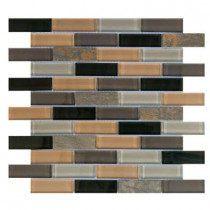 Jeffrey Court Harbor Bay 11-5/8 in. x 11-5/8 in. Glass and Slate Mosaic Wall Tile-DISCONTINUED