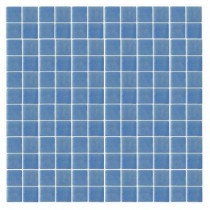 EPOCH Oceanz O-Blue-1721 Mosiac Recycled Glass Anti Slip Mesh Mounted Floor and Wall Tile - 3 in. x 3 in. Tile Sample