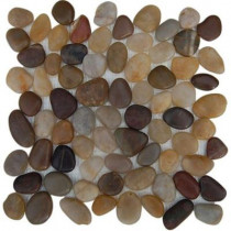 Splashback Tile Flat 3D Pebble Rock Multicolor Stacked 12 in. x 12 in.x 8 mm Marble Mosaic Floor and Wall Tile