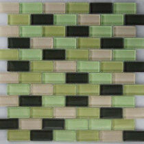 EPOCH Riverz Nile Mosaic Glass 1X2 Mesh Mounted Tile - 3 in. x 3 in. Tile Sample