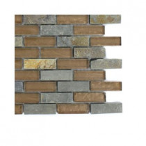 Splashback Tile Tectonic Brick Multicolor Slate and Bronze Glass Floor and Wall Tile - 6 in. x 6 in.Tile Sample