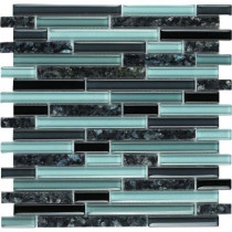 Epoch Architectural Surfaces Spectrum Blue Pearl-1662 Granite And Glass Blend Mesh Mounted Floor and Wall Tile - 2 in. x 12 in. Tile Sample