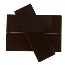 Splashback Tile Contempo Mahogany Polished 4 in. x 12 in. Glass Subway Floor and Wall Tile-DISCONTINUED
