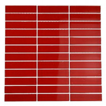 Splashback Tile Contempo Lipstick Red Polished 12 in. x 12 in. x 8 mm Glass Mosaic Floor and Wall Tile