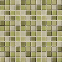 Daltile Isis Kiwi Blend 12 in. x 12 in. x 3 mm Glass Mesh-Mounted Mosaic Wall Tile