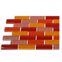 Splashback Tile Contempo Sashimi 1/2 in. x 2 in. Polished Glass Tiles In Brick Pattern Sample