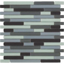 EPOCH Color Blends Joven Neblina Matte Strips Mosaic Glass Mesh Mounted Tile - 4 in. x 4 in. Tile Sample-DISCONTINUED