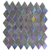 Splashback Tile Tectonic Diamond Black Slate and Rainbow Black 11 in. x 12 in. x 8 mm Glass Floor and Wall Tile