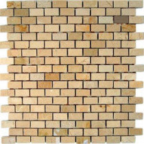 Splashback Tile Crema Marfil Bricks 12 in. x 12 in. x 8 mm Marble Floor and Wall Tile