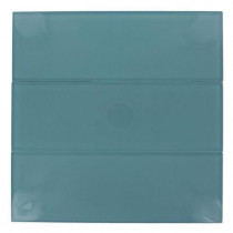 Splashback Tile Contempo 4 in. x 12 in. x 8 mm Turquoise Polished Glass Floor and Wall Tile